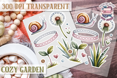 Cozy Garden sticker sheet Flowers Botanical PNG Cute Product Image 1