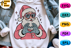Santa Making Heart Hands Svg,Png, Cool Santa Christmas Shirt Product Image 1