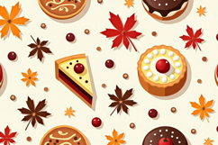 Autumn Leaves With Cakes Background Product Image 1