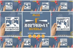Happy 1st Birthday Papercut Cards - Set of 10 SVG Cut Bundle Product Image 1