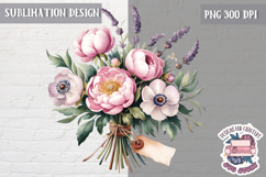 Spring Flowers Sublimation design Wreath Bouquet Watercolor Product Image 1