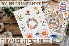 Cozy sticker sheet Flowers Scrapbook PNG Provence Product Image 1
