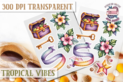Tropical Vibes sticker sheet Flowers Hawaii PNG Floral Product Image 1
