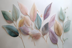 Large Pastel Tropical Leaves Background Wallpaper Product Image 1