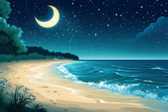 Night Ocean Beach Background Wallpaper Product Image 1