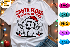 Santa Floss Is Coming To Town Svg, Png, Dental Christmas Svg Product Image 1