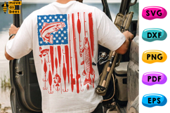 Fishing American Flag SVG, PNG, USA, Fishermen, July 4th Product Image 1
