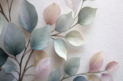 Eucalyptus Leaves in Soft Pastel Tones Background Wallpaper Product Image 1
