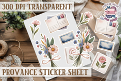 Cozy sticker sheet Flowers Scrapbook PNG Provence Product Image 1