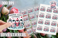 Love sticker Sheet Valentine Day Cute Animals Quote PNG Product Image 1