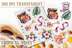 Tropical Vibes sticker sheet Flowers Hawaii PNG Floral Product Image 1