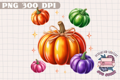 Autumn Pumpkin Sublimation design Fall Decorative Color PNG Product Image 1