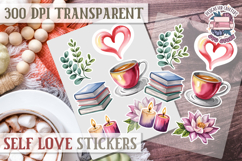 Self Love sticker sheet Scrapbook PNG Nature Watercolor Yoga Product Image 1