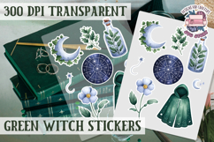 Green Witch sticker sheet Magic Scrapbook PNG Herbs Spells Product Image 1