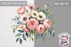 Spring Flowers Sublimation design Wreath Bouquet Watercolor Product Image 1
