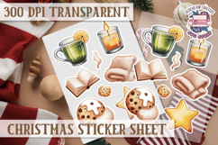 Christmas Watercolor Sticker Sheet Winter Cute Holiday PNG Product Image 1