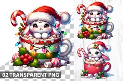 Christmas Bunny In Coffee Sublimation - Christmas Clipart Product Image 1