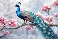 Peacock With Flower Background Product Image 1