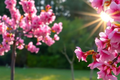 Branches Blossoming Cherry On Sun Background Product Image 1