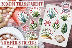Summer Vibes sticker sheet Beach Scrapbook PNG Flowers Product Image 1
