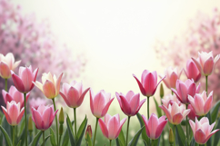 Pink Tulips Flowers Background Wallpaper Product Image 1