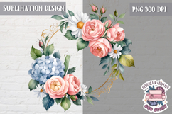 Spring Flowers Sublimation design Wreath Bouquet Watercolor Product Image 1