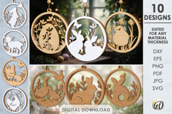 Easter Round Signs Bundle Laser Cut. Wall Decor SVG Product Image 1