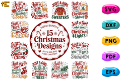 Just A Girl Who Loves Christmas Svg, Png, Bundle, 15 Designs Product Image 1