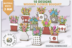 Wooden Flower Bouquets Laser Cut Bundle. Mother&#039;s Day SVG Product Image 1
