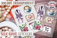 Self Love sticker sheet Scrapbook PNG Nature Watercolor Yoga Product Image 1