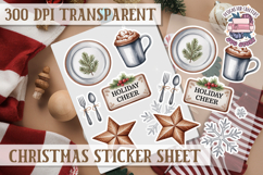 Christmas Watercolor Sticker Sheet Winter Cute Holiday PNG Product Image 1