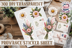 Cozy sticker sheet Flowers Scrapbook PNG Provence Product Image 1