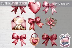 St Valentine’s Coquette Bow PNG Holidays Funny Watercolor Product Image 1