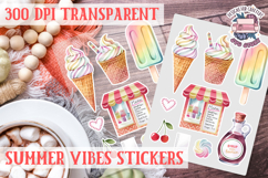 Summer Vibes sticker sheet Summer Scrapbook PNG Product Image 1
