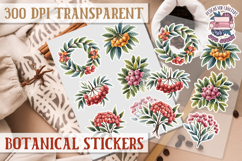 Botanical sticker sheet Spring Botanical PNG flowers Product Image 1