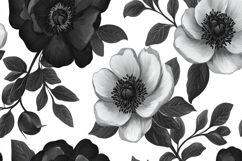 Black and White Flowers Background Wallpaper Product Image 1