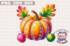Autumn Pumpkin Sublimation design Fall Decorative Color PNG Product Image 1