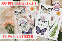 Summer sticker flowers butterfly Spring Botanical PNG Product Image 1