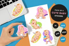 Cute Baby with Different Activities Sticker Set Design Product Image 1