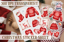 Christmas Watercolor Sticker Sheet Winter Cute Holiday PNG Product Image 1