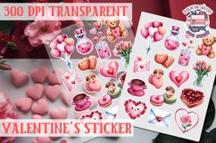 Love sticker Sheet Valentine Day Lovers Funny Heart PNG Product Image 1