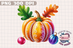 Autumn Pumpkin Sublimation design Fall Decorative Color PNG Product Image 1