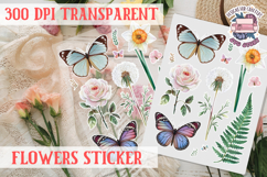Summer sticker flowers butterfly Spring Botanical PNG Product Image 1