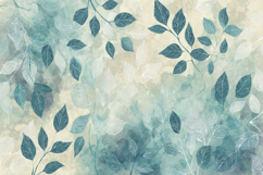 Blue Watercolor Leaves Background Product Image 1