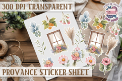 Cozy sticker sheet Flowers Scrapbook PNG Provence Product Image 1