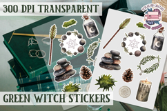 Green Witch sticker sheet Magic Scrapbook PNG Herbs Spells Product Image 1