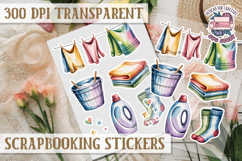 Scrapbooking sticker sheet Cute Funny PNG Watercolor School Product Image 1