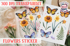 Summer sticker flowers butterfly Spring Botanical PNG Product Image 1