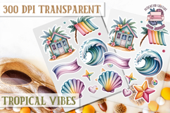 Tropical Vibes sticker sheet Flowers Hawaii PNG Floral Product Image 1