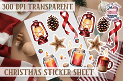 Christmas Watercolor Sticker Sheet Winter Cute Holiday PNG Product Image 1
